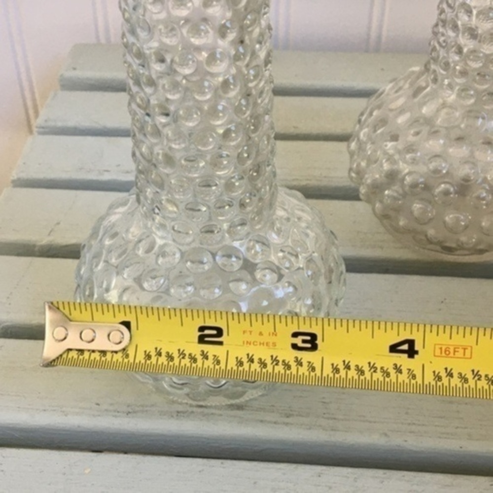Vintage E.O. Brody Clear Glass Hobnail Vases Set of Two 7.75” H - Picture 10 of 13